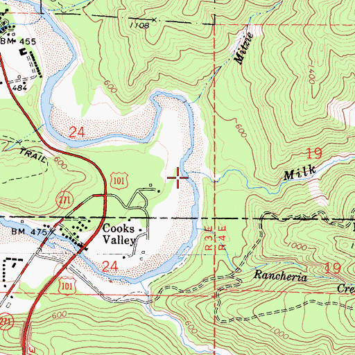 Topographic Map of Milk Ranch Creek, CA