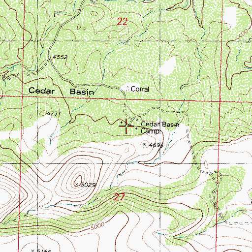 Topographic Map of Cedar Basin Camp, AZ