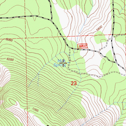 Topographic Map of Milk Spring, CA