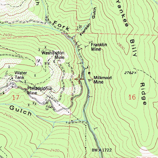 Topographic Map of Milkmaid Mine, CA