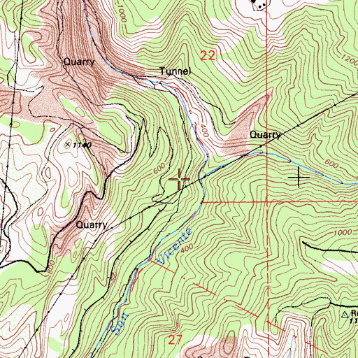 Topographic Map of Mill Creek, CA