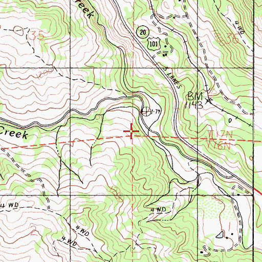 Topographic Map of Mill Creek, CA