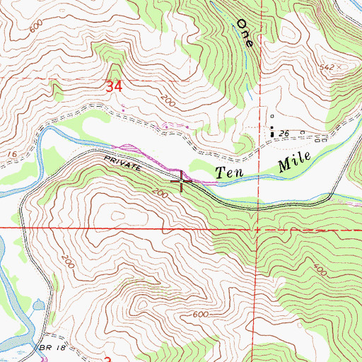 Topographic Map of Mill Creek, CA