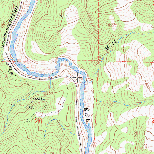 Topographic Map of Mill Creek, CA