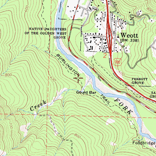 Topographic Map of Mill Creek, CA