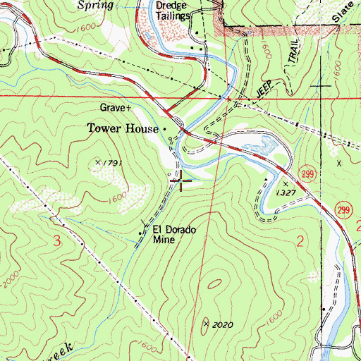 Topographic Map of Mill Creek, CA