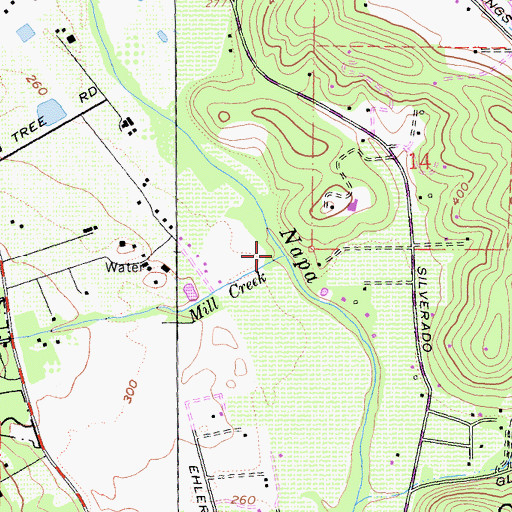 Topographic Map of Mill Creek, CA