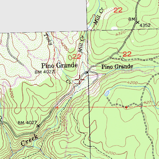 Topographic Map of Mill Creek, CA