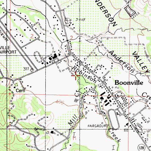 Topographic Map of Mill Creek, CA