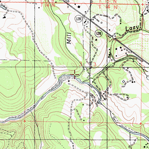 Topographic Map of Mill Creek, CA