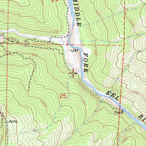 Topographic Map of Mill Creek, CA