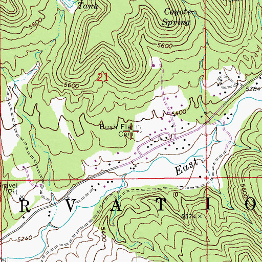 Topographic Map of Bush Flat Cemetery, AZ