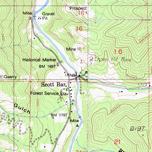Topographic Map of Mill Creek, CA