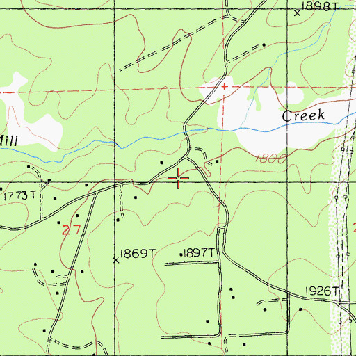 Topographic Map of Mill Creek School, CA