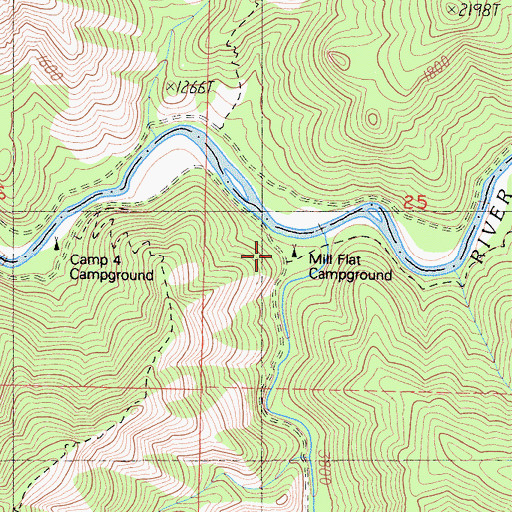 Topographic Map of Mill Flat, CA