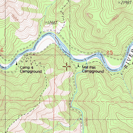 Topographic Map of Mill Flat Creek, CA