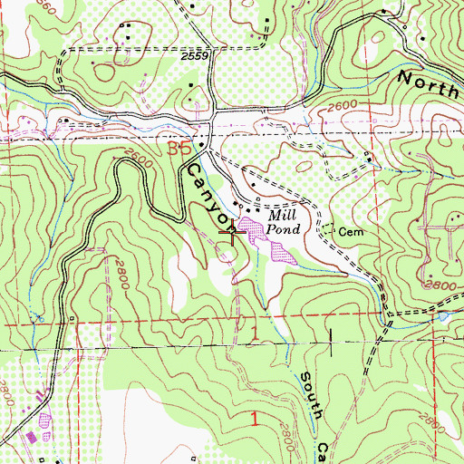 Topographic Map of Mill Pond, CA