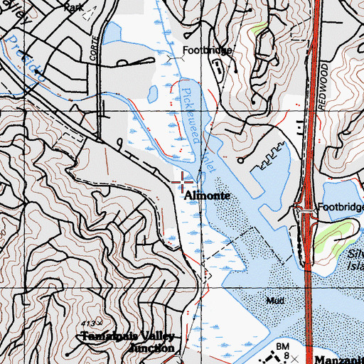 Topographic Map of Mill Valley, CA
