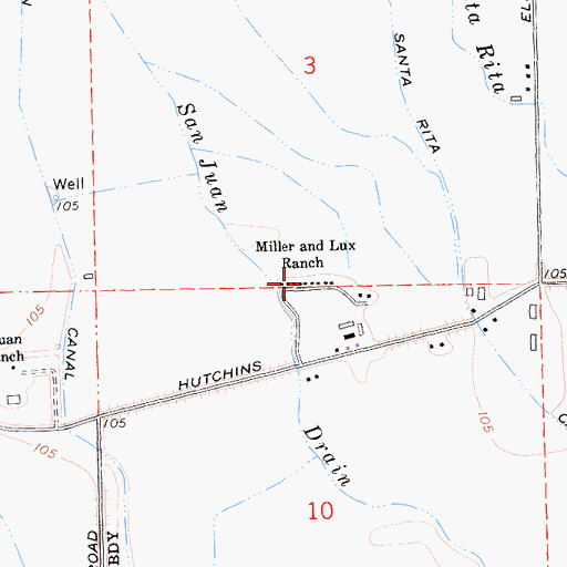 Topographic Map of Miller and Lux Ranch, CA