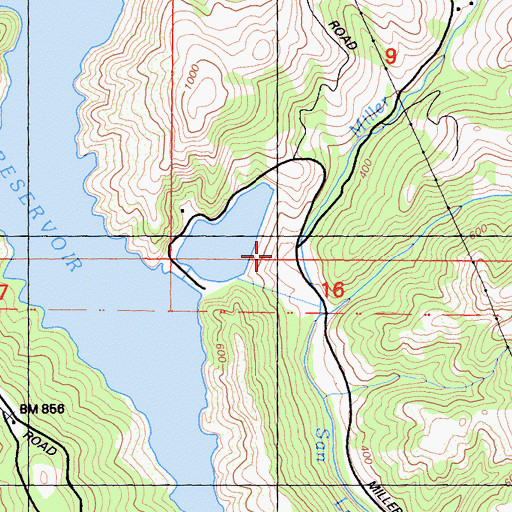 Topographic Map of Miller Creek, CA