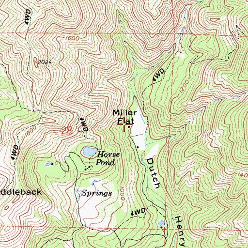 Topographic Map of Miller Flat, CA