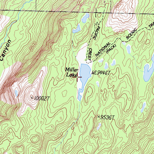 Topographic Map of Miller Lake, CA