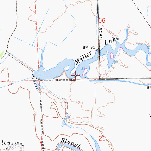Topographic Map of Miller Lake, CA