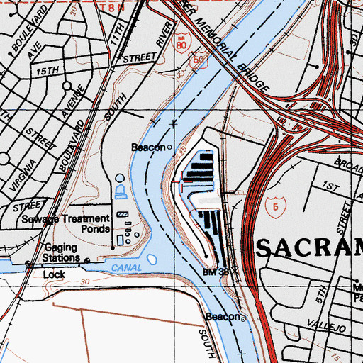 Topographic Map of Miller Park, CA