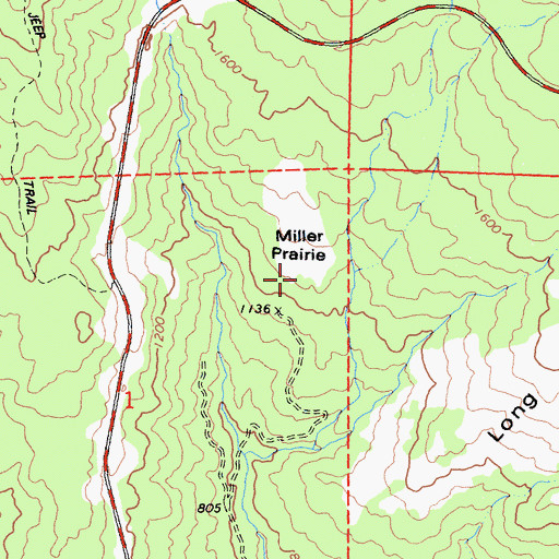 Topographic Map of Miller Prairie, CA