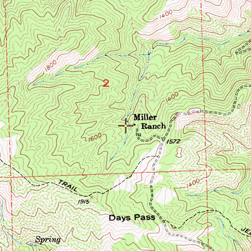 Topographic Map of Miller Ranch, CA
