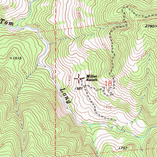 Topographic Map of Miller Ranch, CA