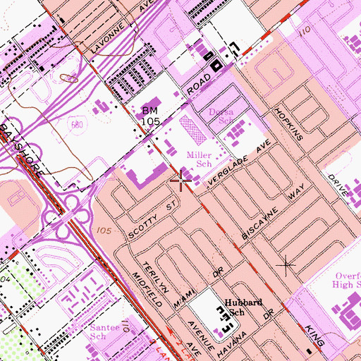 Topographic Map of LUCHA Elementary School, CA