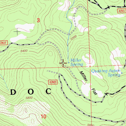 Topographic Map of Miller Spring, CA