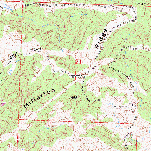 Topographic Map of Millerton Ridge, CA