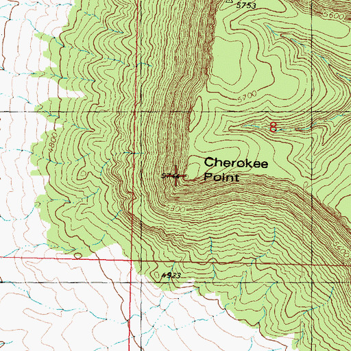 Topographic Map of Cherokee Point, AZ