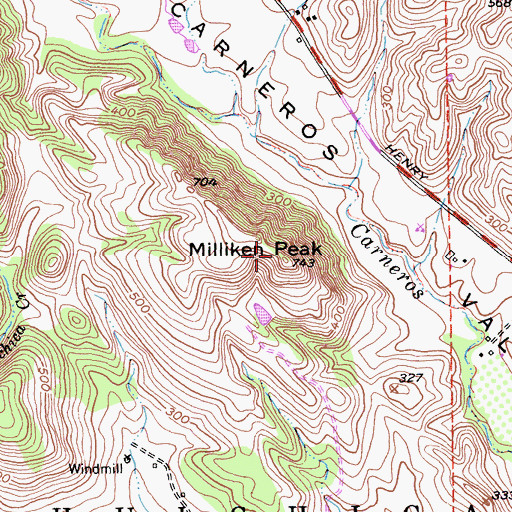 Topographic Map of Milliken Peak, CA