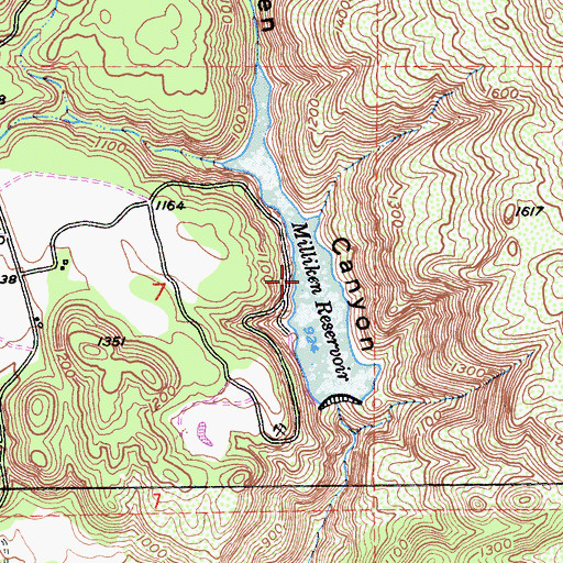 Topographic Map of Milliken Reservoir, CA