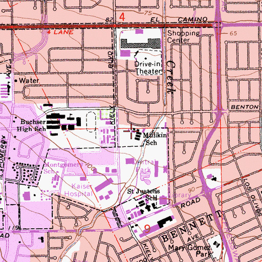 Topographic Map of Millikin Elementary School, CA