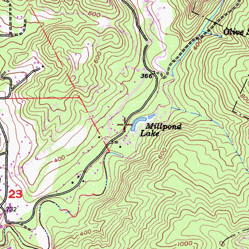 Topographic Map of Millpond Lake, CA