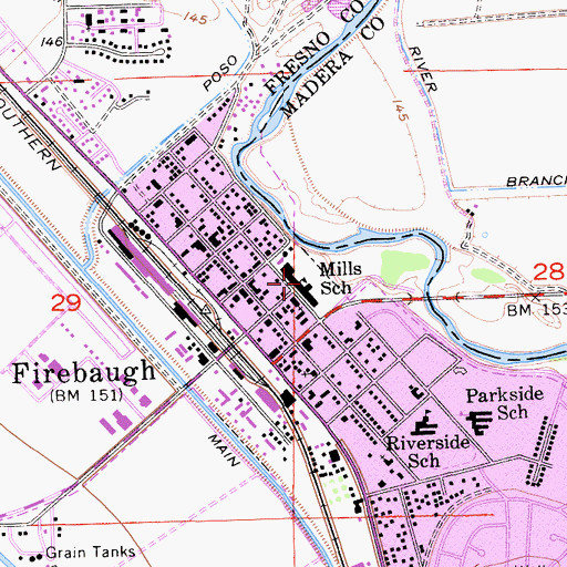 Topographic Map of Arthur E Mills Intermediate School, CA