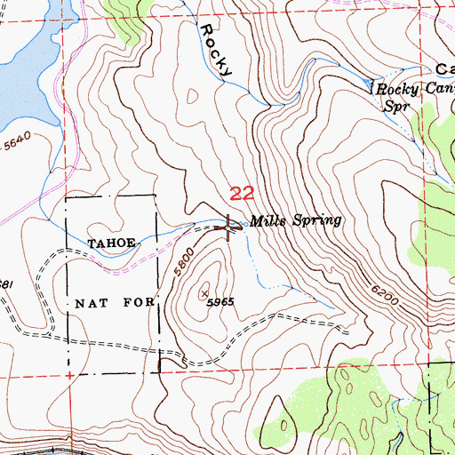 Topographic Map of Mills Spring, CA