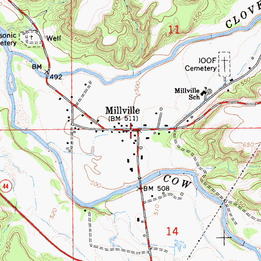 Topographic Map of Millville, CA