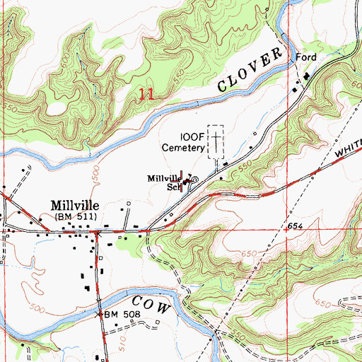 Topographic Map of Millville Elementary School, CA