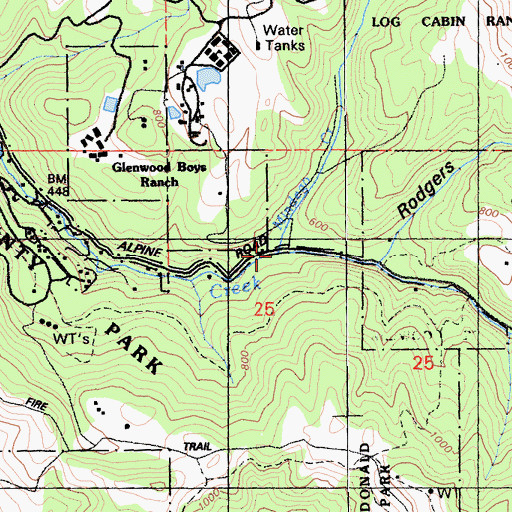Topographic Map of Mindego Creek, CA