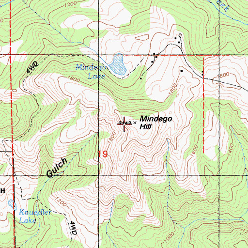 Topographic Map of Mindego Hill, CA