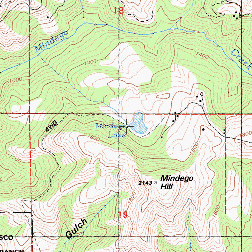 Topographic Map of Mindego Lake, CA