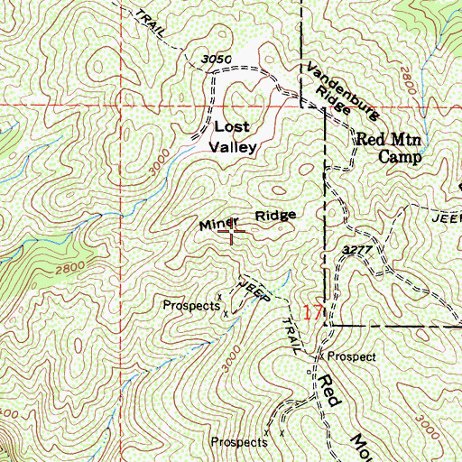 Topographic Map of Miner Ridge, CA