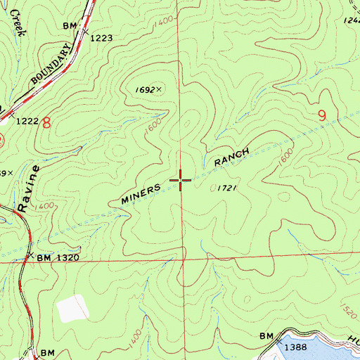 Topographic Map of Miners Ranch Tunnel, CA