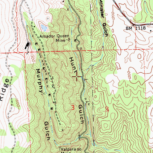 Topographic Map of Minister Gulch, CA