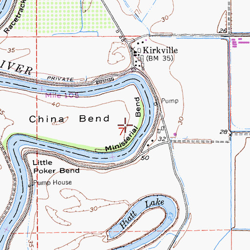Topographic Map of Ministerial Bend, CA